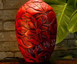 厂家供应中式传统中国红花影布艺灯罩灯具 商务客房装饰台灯WD002图2