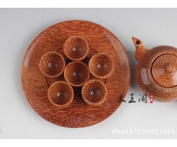 厂家直销 越南椰子木茶壶套装 木质茶具茶杯茶垫 茶具8件套B28图3