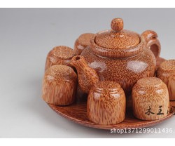 厂家直销 越南椰子木茶壶套装 木质茶具茶杯茶垫 茶具8件套B28图2