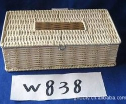 供应藤编铁线家居抽式纸巾筒纸巾盒图2