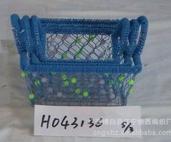 铁艺收纳篮水果篮置物篮家居收纳用品布艺篮手工铁艺工艺品铁艺车图2