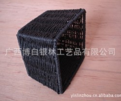 纸绳餐巾盒纸巾盒 供应编织藤篮 铁线篮 芒篮 水草篮工艺品图2
