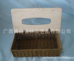 纸绳餐巾盒纸巾盒 供应各种水草篮、藤篮、芒篮、铁线篮等图2