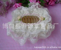 供应编织工艺品纸巾盒收纳篮田园藤编蕾丝化妆品收纳盒批发图2