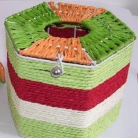 厂家长期供应纸巾盒 六角纸巾筒 编织纸巾盒