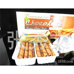 越南长安饼干 椰子奶蛋卷饼 巧克力、哈密瓜蛋卷饼355g图2