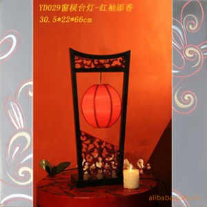中式家居艺术灯饰-YD072窗棂台灯-红颜图2