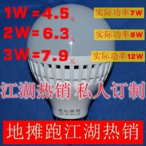 江湖热销 私人订单地摊1W  2W   3W LED球泡灯 高光度大气卖点高
