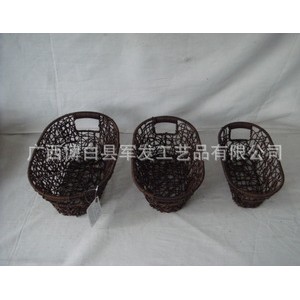 供应PP塑料编织篮 KN17619仿藤包装篮 PP环保手工编织篮图2