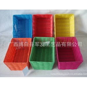 供应热卖商场超市礼品店可洗塑料PP编织收纳篮图2