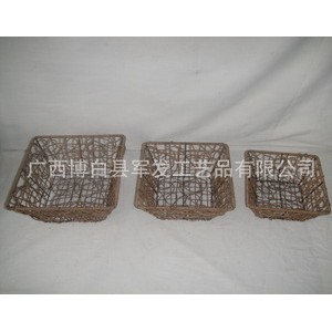 供应环保PP塑料编织篮 仿藤包装篮 PP手工编织包装食物篮图2