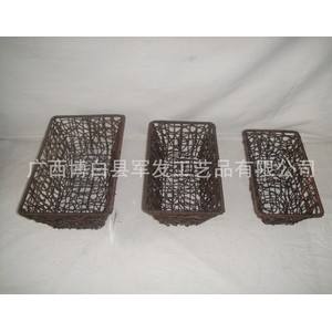 供应PP塑料编织篮 KN17618仿藤包装篮 PP手工编织包装食物篮图2