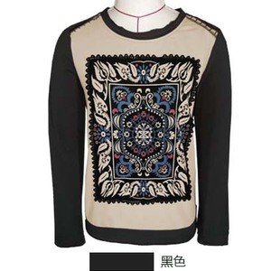 古树叶正品2014秋装新款韩版女装长袖百搭宽松拼接圆领T恤批发图2