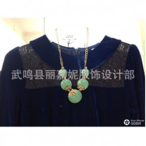 厂家直销秋装中长款湖蓝色连衣裙 欢迎选购 中长款 湖蓝色 秋装图2
