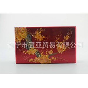 礼品盒收纳盒复古包装盒 红色婚庆漆器首饰珠宝盒 中号17*9*3图2
