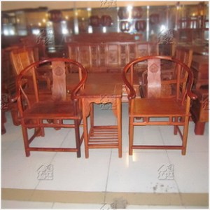 [红连地]缅甸花梨木圈椅 红木复古圈椅三件套 实木家用和收藏家具