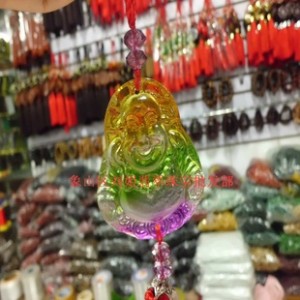 特价批发 彩色琉璃大肚佛车挂 汽车挂饰 车饰 汽车用品 旅游产品图2