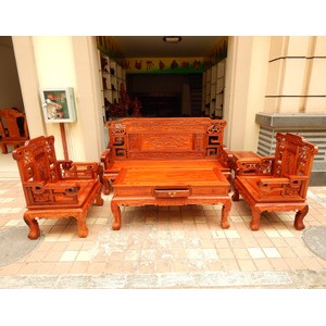 红木古典家具 缅甸花梨明式款10公分6件套沙发 大果紫檀
