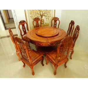 红木家具 缅甸花梨葡萄款餐桌 9件套 8张凳子 实木吃饭台