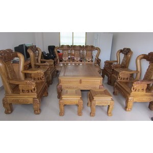 象型十件套缅甸楠木沙发茶几组合家具