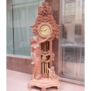 红木钟摆件 缅甸花梨实木雕刻 法国式钟 红木家具 纯手工生磨图2