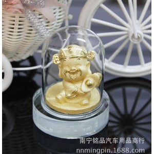 绒沙金汽车香水座K9水晶高档沙金财神爷内饰用品批发高档汽车用品图2